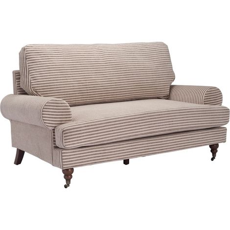 Kent 2 Seater Sofa - Chenille - L92 x W168 x H94.5 cm - Charcoal Stripe/Black - Minimal Assembly Needed