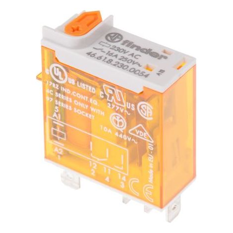 Relais de puissance Finder 46 Series, 1 RT, bobine 230V c.a. Montage sur CI 1.2W ( Prix pour 1 ) (1/3)