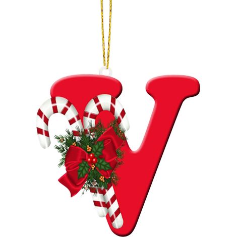 Ornement De Noël - Lettre Acrylique Personnalisable - Décoration Arbre Intérieur Extérieur - Hauteur 10 cm - Rouge - Par Unité (1/3)