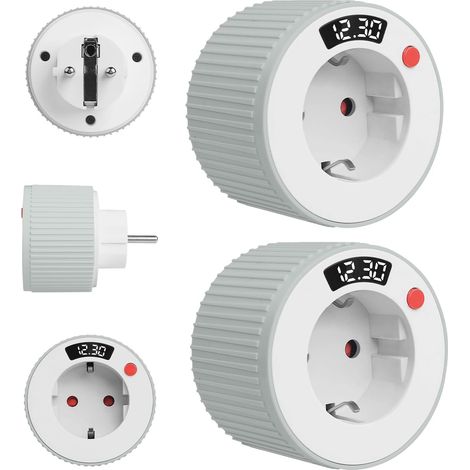 2 Pcs Prise Minuteur 3680W 16A, Countdown Timer Prise de 1 Minute à 24 Heures, Programmateur Prise Électrique avec Affichage LED, Rotation Réglable, Minuteur de Prise pour Appareils Électroménagers (1/5)