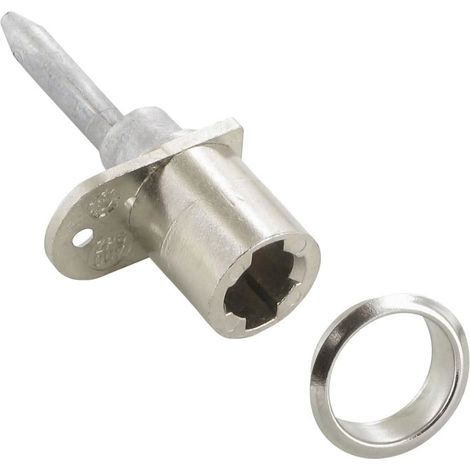 Serrure condamnation tiroirs – Platine 30 x 16 mm – Cylindre diamètre 18 mm, longueur 20 mm – Tige rotative longueur 41 mm – Décor nickelé – Lehmann (1/3)