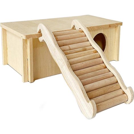 Échelle d'escalade en bois avec rampe rainurée et pont, connexion facile à tout avion - grande - (1/4)