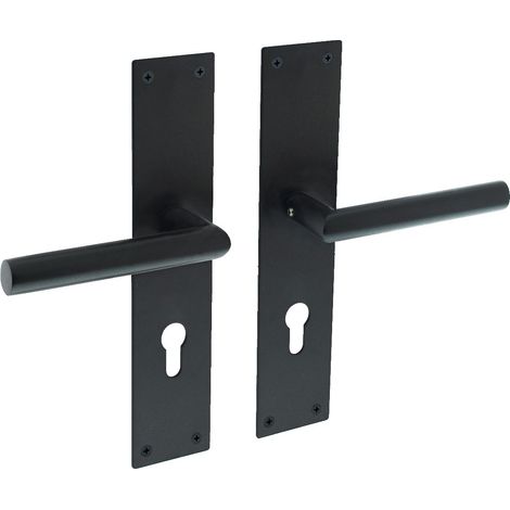 Intersteel Türdrücker Jura auf Schild 250x55x2 mm PZ 72 Edelstahl/Schwarz matt