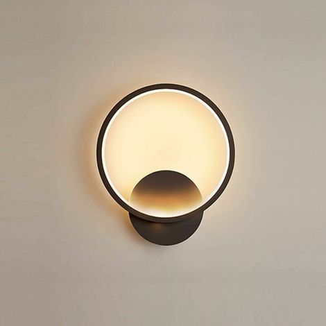 Applique murale intérieure LED 13W, ronde, noir/blanc chaud 3000K, design moderne, convient aux chambres, salons, cages d'escalier et couloirs, AC 220V. (1/5)
