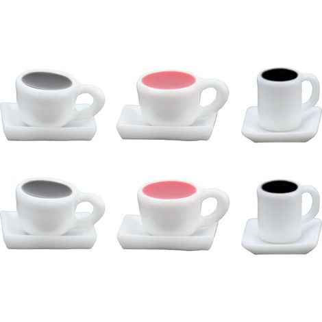 Tasse à café miniature pour maison de poupée, soucoupe assortie, accessoire de décoration de jardin, set de mini vaisselle (1/5)