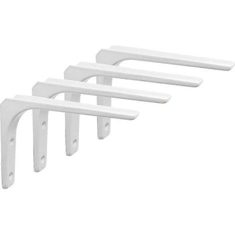Support mural pour étagère, lot de 4 supports métalliques robustes 200 mm x 150 mm pour étagère murale de cuisine industrielle, fixation murale pour radiateur (blanc) (1/5)