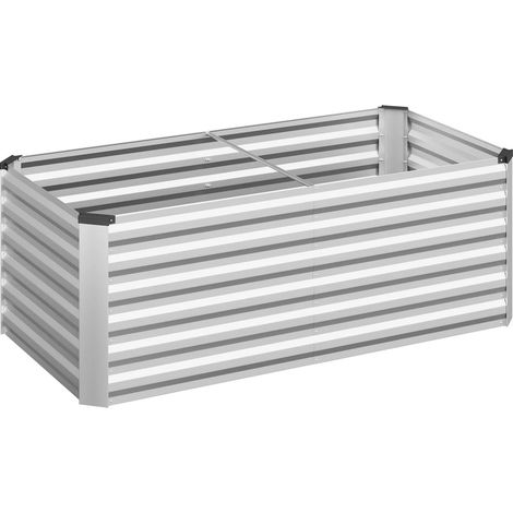 Jardinière métallique 160x80x56 cm – Finition argent – Résistant corrosion – Culture surélevée extérieure (1/5)