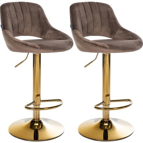 Set da 2 sgabelli da bar Milet in velluto marrone Metallo oro