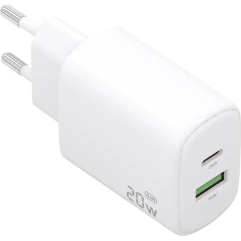 Aisens GaN A110-0909 20 W USB-C + USB-A Branco - Carregador de parede