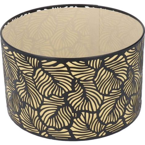 Hollow Black Metal Lampshade Yellow Lining for Table Lamp E27 E14 Base (1/4)