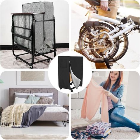 Funda protectora para cama plegable，99 x 38 x 114 cm，Funda protectora para cama plegable con cordón ajustable，Resistente al polvo，impermeable (1/4)