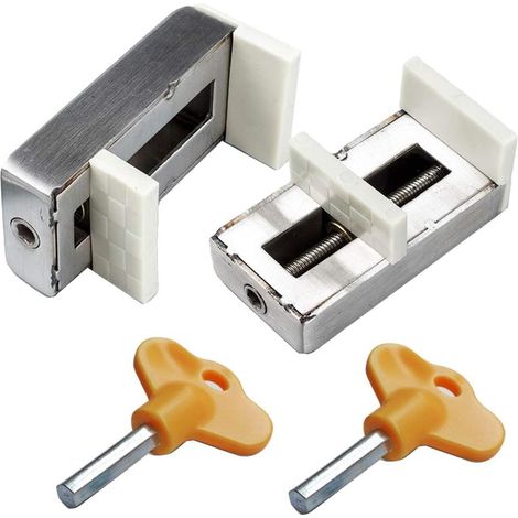 Ensemble de 2 verrous pour fenêtres coulissantes avec clé, antivol pour châssis de fenêtre en aluminium (1/4)