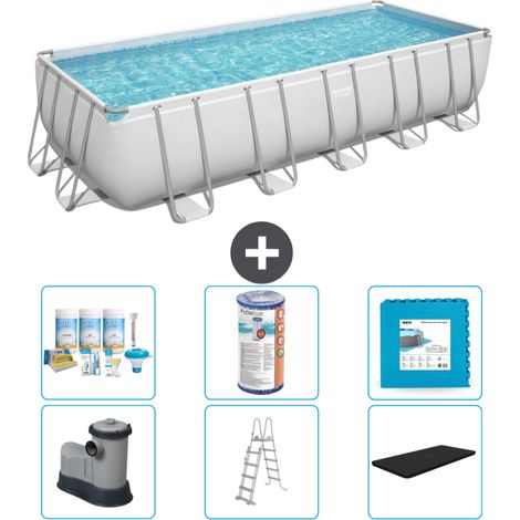 Piscine Rectangulaire Bestway Power Steel - 640 x 274 x 132 - Grise - Comprend des Accessoires CB30 (1/4)