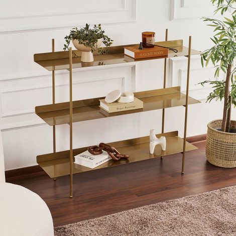 Etagère 3 niveaux 120x34x106 cm métal doré - SEMA