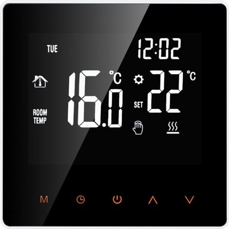 Thermostat intelligent numérique avec écran LCD tactile, programmable hebdomadaire, régulateur pour chauffage au sol électrique (1/4)