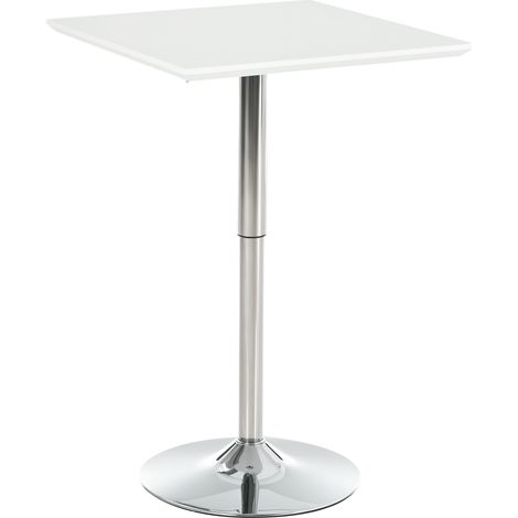 HOMCOM Bartisch Bistrotisch Pub Höhenverstellbarer Quadratischer Stehtisch Tisch Stahl Weiß 60 x 60 x 69-92 cm