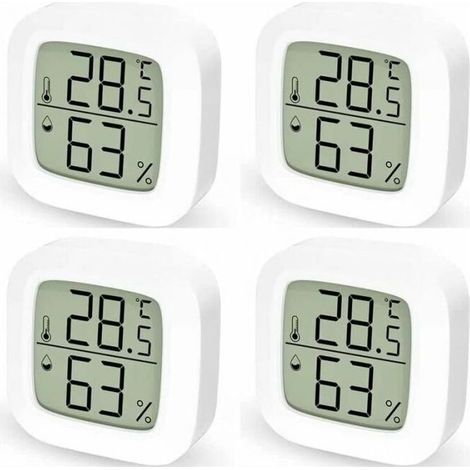 Indoor Thermometer Home Set of 4 Digital Thermometer Hygrometer, Digital Thermometer for Bedroom (1/4)