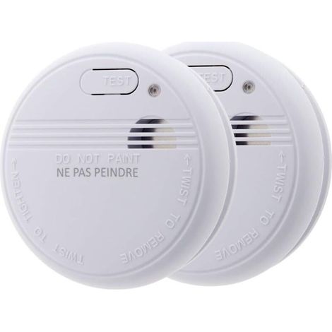 Lot de 2 - Détecteur de fumée - Autonomie 5 Ans - Norme EN 14604 Certifié NF - Alarme sonore puissante sans câblage - Pour maison et appartement - Blanc - 12x4cm (1/5)