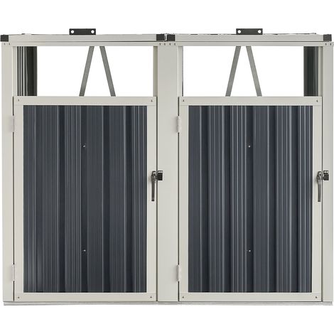 Tapa para cubo de basura de 2 plazas con puertas con tirador 121 x 146 x 82 cm gris antracita 030006694