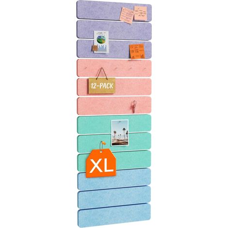 12-Piece Wall Memo Board, 45 x 10 cm, 80 Tacks, Coastal Mist (1/5)