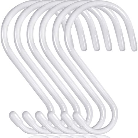 Lntyq Set mit 6 robusten S-Haken, gummibeschichtete S-Haken, rutschfeste Kleiderbügel aus Metall in S-Form für Schränke, Garten, Garage, Küche, zum Aufhängen (1/5)