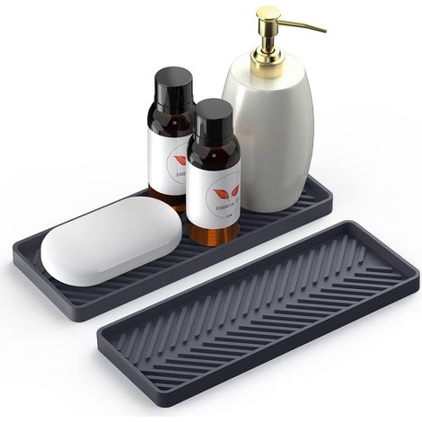 Porte Savon Silicone Flexible, Organisateur Cuisine et Bain Porte Savon Douche Solide (Noir) (1/5)