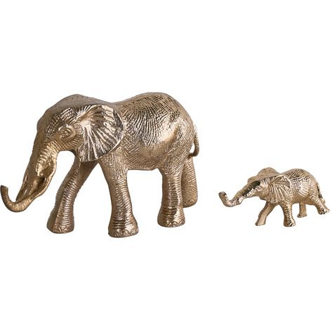 Conjunto de 2 figuras decorativas adorno animal elefante para estantería dorada Sedlari