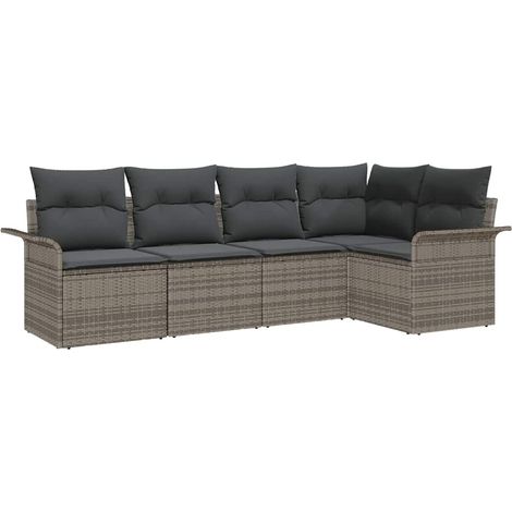 Maison Exclusive - Set Divano da Giardino 5 pcs Grigio polyrattan