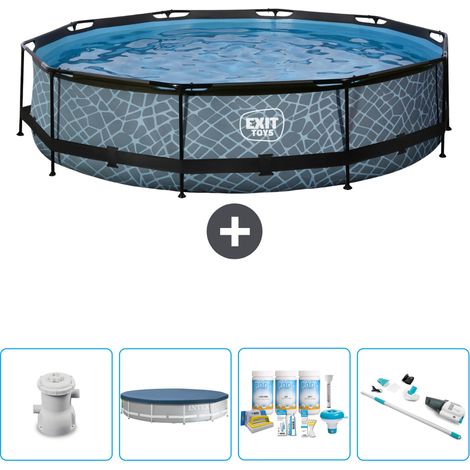 Exit Pool Rund - Steinoptik - 360x76 cm - 5-teilig SCB19 (1/4)
