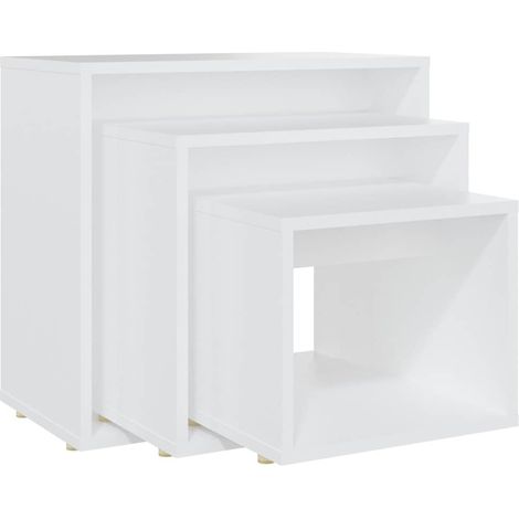 Maison Exclusive - Tavolini Impilabili 3 pz Biancin Legno Multistrato (1/5)