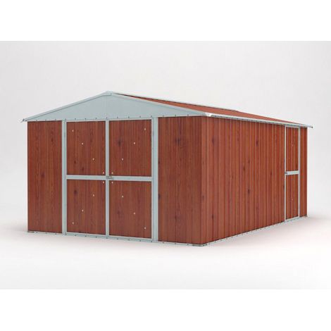 Casetta Box da Giardino in Lamiera di Acciaio Porta Utensili 360x430x210 cm Enaudi Legno (1/5)