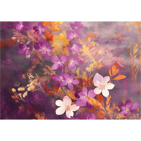Papier peint panoramique fleurs rose doré intissé 200x140 cm mural salon chambre déco murale (1/5)