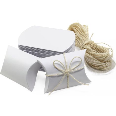 Taie d'oreiller Bote Kraft Candy Box Bote cadeau pour mariage fête d'anniversaire Blanc 50 pcs (1/4)