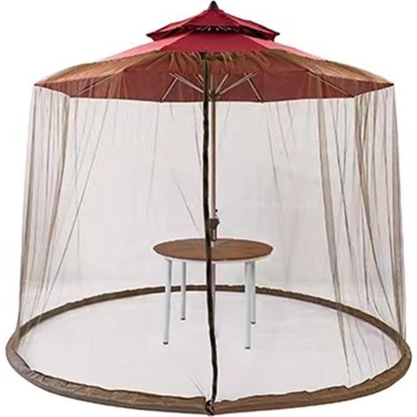 Zanzariera per ombrellone da giardino, zanzariera da esterno per ombrellone regolabile, zanzariera pergola da giardino per terrazza e gazebo (ombrellone romano quadrato, marrone) (1/5)