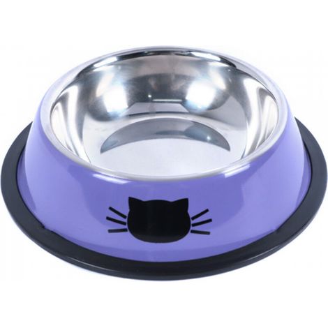 Bol en métal pour chat violet 15,515,54,5 cm 1 pièce Sangle en acier inoxydable pour tête de chat Pieds en caoutchouc antidérapants (1/5)