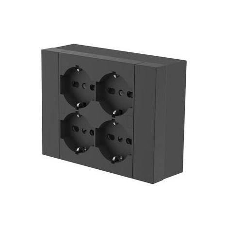 MULTIPRESA ESTERNA QUADRA 4 PRESE BIPASSO/SCHUKO NERO