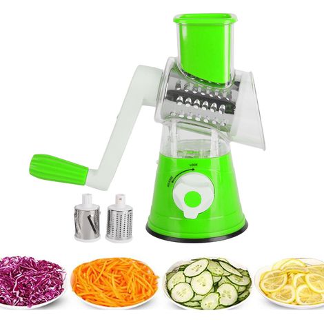 Coupe-légumes manuel à manivelle, râpe à fruits rotative, accessoire de cuisine pour la maison (Green) (1/5)