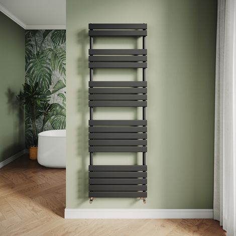 ELEGANT Modern Central Heating Towel Radiator Bathroom Flat Panel Heated Towel Rail 1800x600mm Black (1/5)