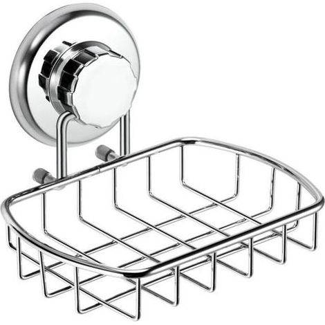 Porte-savon à ventouse ultra puissant – Porte-éponge en acier inoxydable pour salle de bain et cuisine (chrome) (1/4)