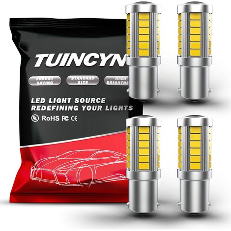 1156 Ampoule LED Blanc Clignotant Ampoule Super Bright 5630 33SMD Feu de Frein Back Up Feu Arrière Parking Light Ampoules Marqueurs Latéraux RV Light Lamp DC 12V (Pack de 4)