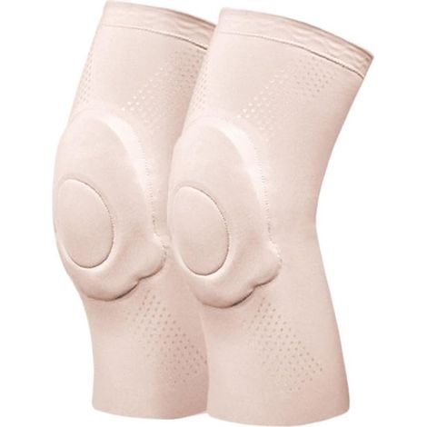 Ginocchiera per sport, danza, pallavolo, yoga, fascia di supporto mediale, protezione compressiva in silicone, ginocchiere (beige, S)