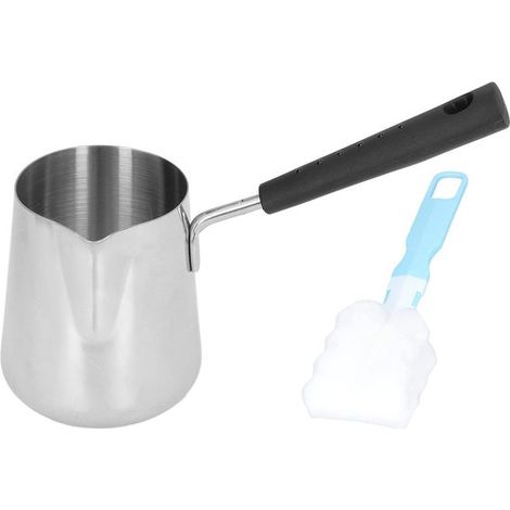 Dailygoody Mini-Butterwärmer Milchschmelztopf Hitzebeständiger Griff Silber Türkische Kaffeekanne Langlebig und benutzerfreundlich Geeignet für (1/5)