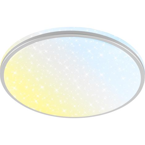 Plafonnier LED pour salle de bain avec télécommande, CCT, protection contre la poussière et les éclaboussures, ciel étoilé, lustre cuisine, lustre wc, 33x6 cm, chrome mat (1/5)