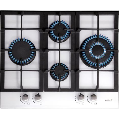 Placa de Gas Cata LCI 6031 WH Blanca 4 Fuegos 60cm Triple Corona
