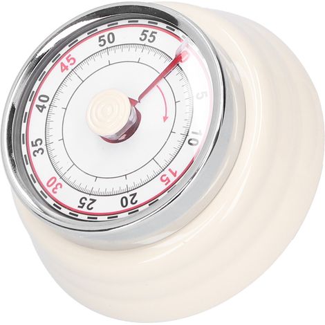 Minuteur de cuisine mécanique, horloge ronde pour cuisiner et étudier, gestionnaire de temps pour étudiants, blanc (1/5)