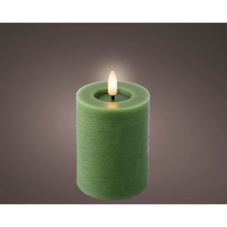 Grüne LED-Wachskerze, ø7 x 11,2 cm