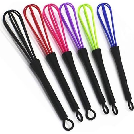 Lot de 6 mini fouets pour mélange de couleurs de cheveux, salon de coiffure, barbier, teinture des cheveux, fouet de cuisine, outil de mixage pour mélanger, fouetter, battre et remuer, 17,8 x 3 cm (1/5)