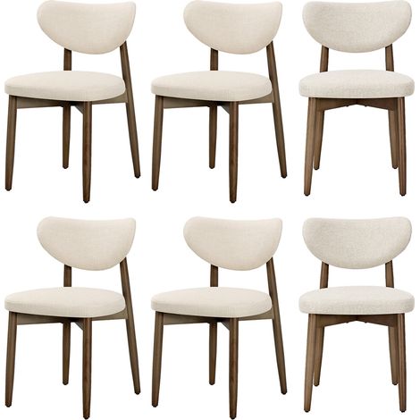 Lot de 6 Chaises de Salle à Manger, Ergonomiques, en Bois Massif, Style Moderne, pour Cuisine, Coiffeuse, Beige (1/5)