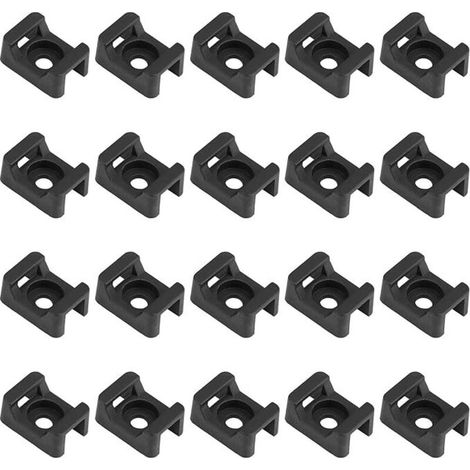 100PCS Noirs Supports pour Serre-Câbles, Base de Serre-Câbles, 23mmx16mm (1/4)