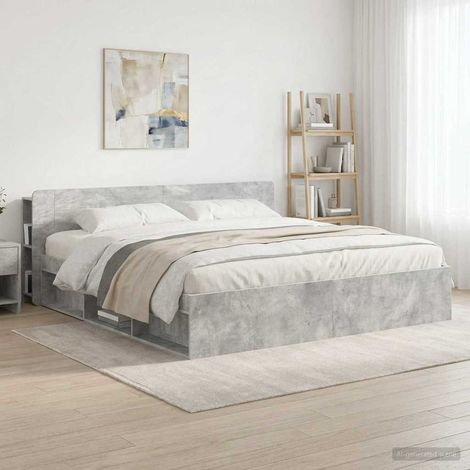 vidaXL Cabinet de Tête de Lit Gris béton Bois d'ingénierie (1/5)